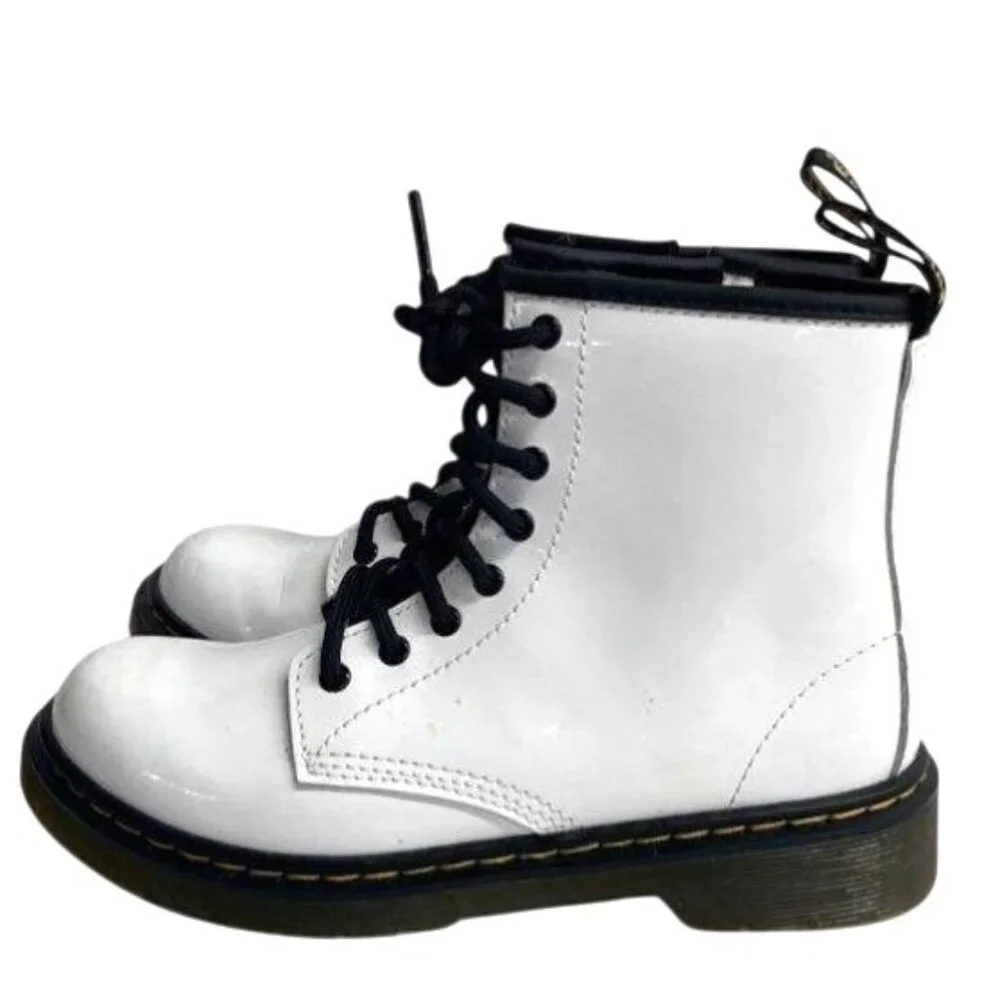 Dr.‎ Martens 1460 White Leather Lace-Up Boots Size US 3 Youth